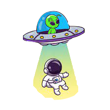 ufo with alien and astronaut